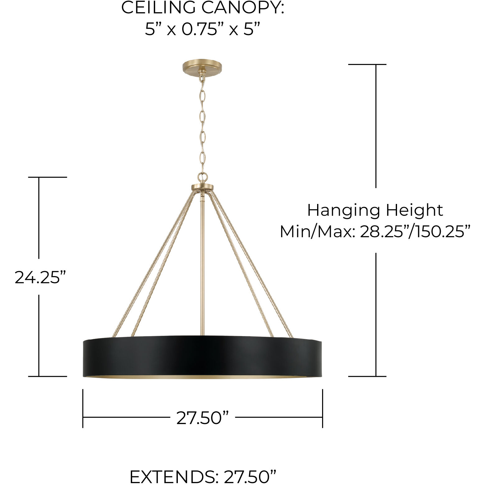 Weller 4 Light 27.5 inch Matte Brass and Black Chandelier Ceiling Light