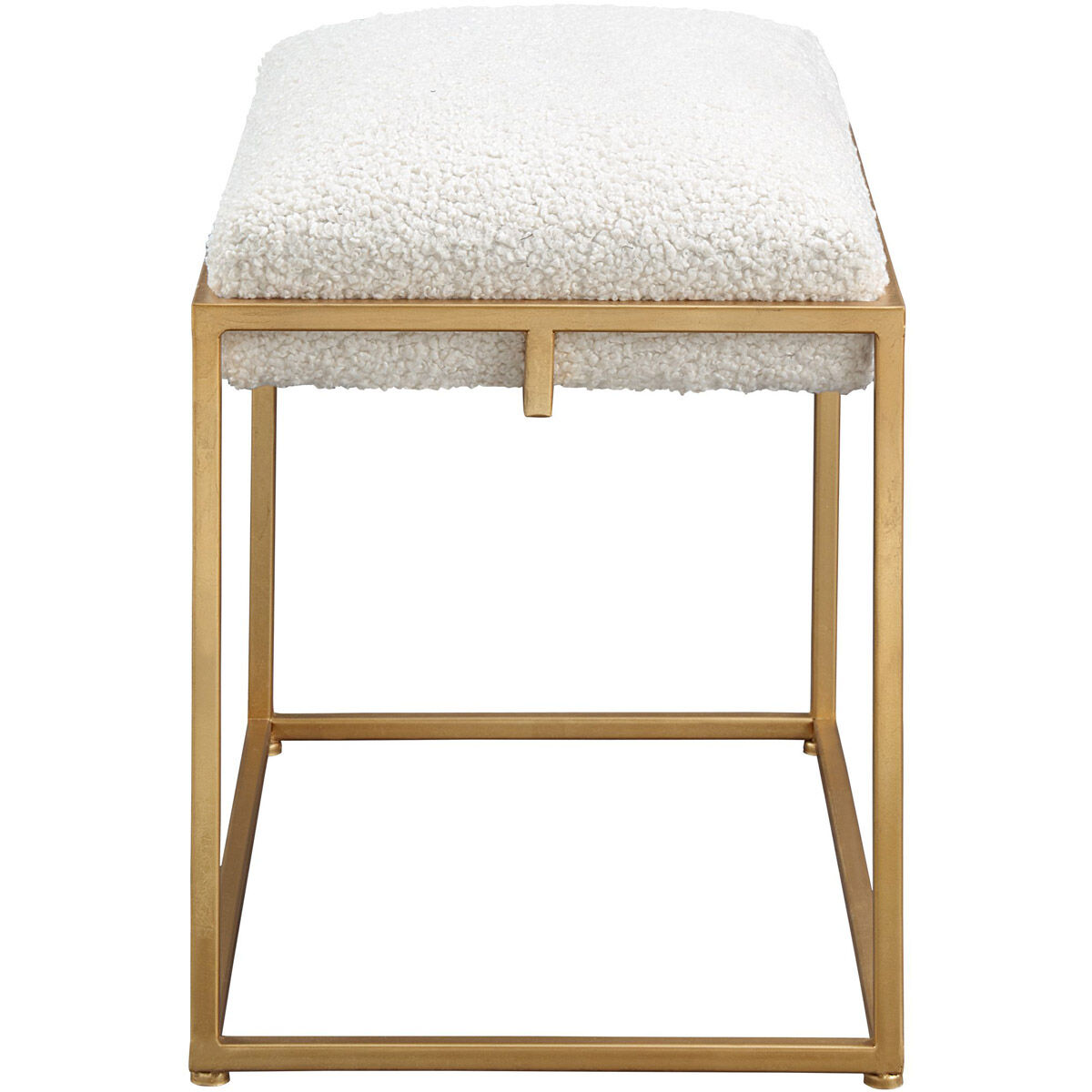 Paradox Gold Leafed Iron Frame with White Faux Shearling Bench