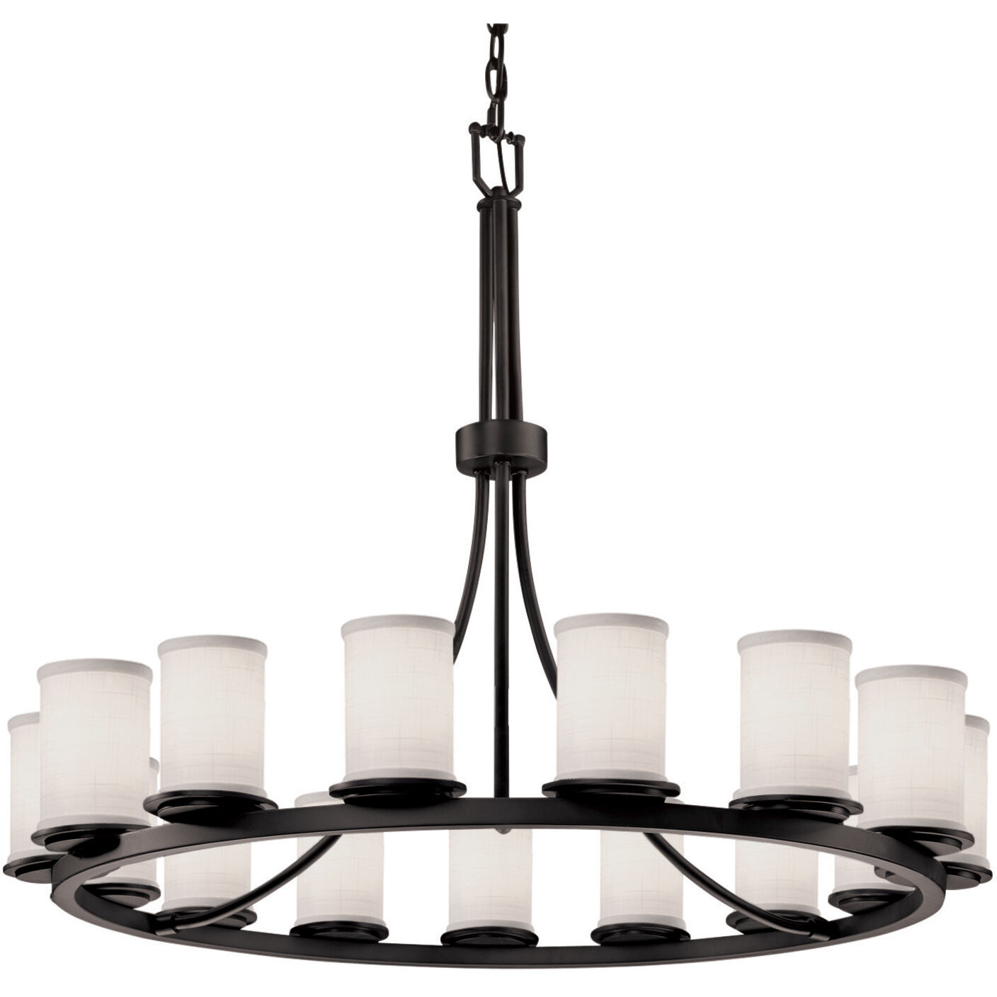 Textile LED 42 inch Matte Black Chandelier Ceiling Light in White, 10500 Lm LED