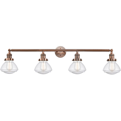 Franklin Restoration Olean LED 43 inch Antique Copper Bath Vanity Light Wall Light in Seedy Glass, Franklin Restoration