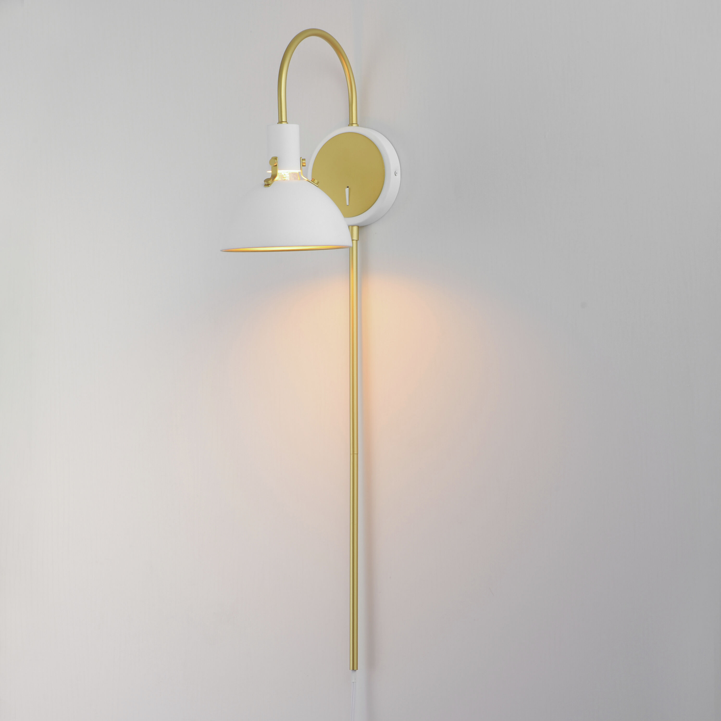 Dawn Wall Sconce Wall Light in White and Satin Brass