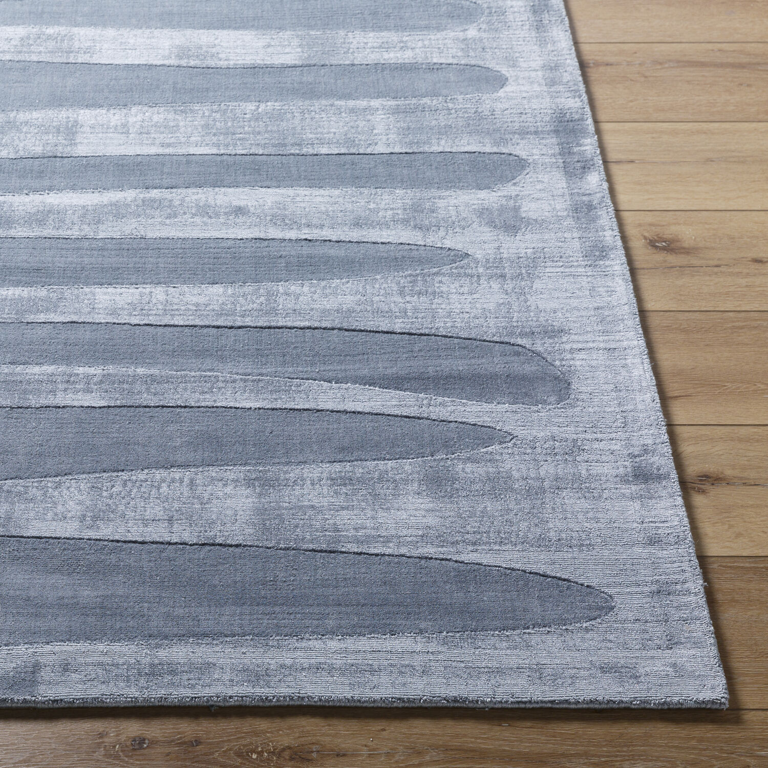 Pier 90 X 60 inch Grey/Medium Grey/Slate Blue/Metallic - Silver Handmade Rug in 5 x 7.5