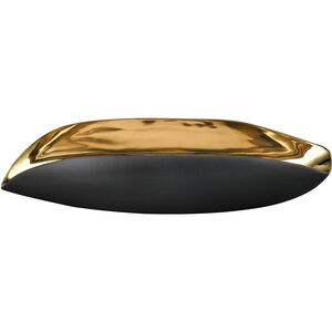 Greer 17.5 X 4 inch Vessel in Matte Black and Gold Glazed