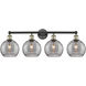 Edison Athens Deco Swirl 4 Light 35 inch Black Antique Brass Bath Vanity Light Wall Light