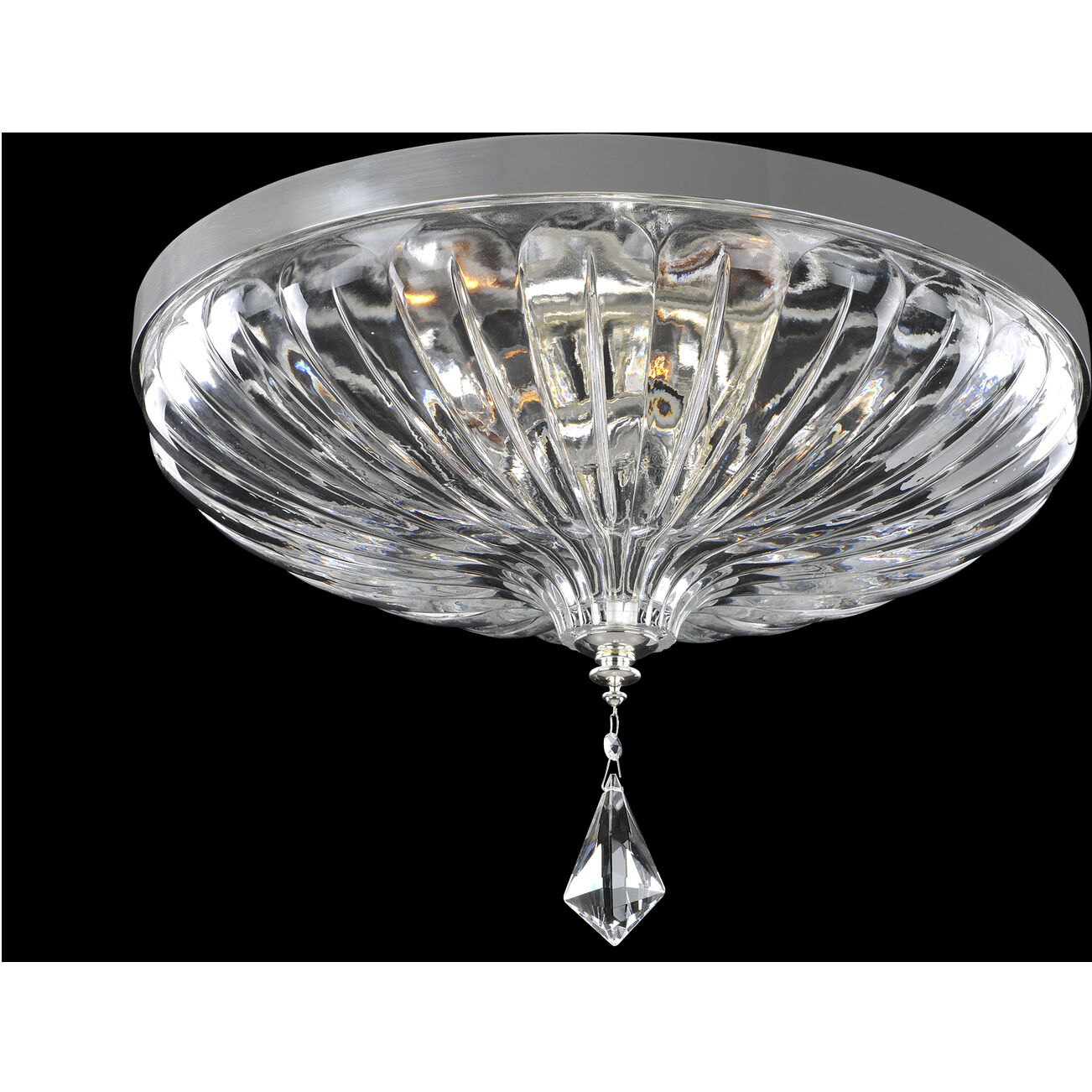 Orecchini 4 Light 20 inch Two Tone Silver Flush Mount Ceiling Light