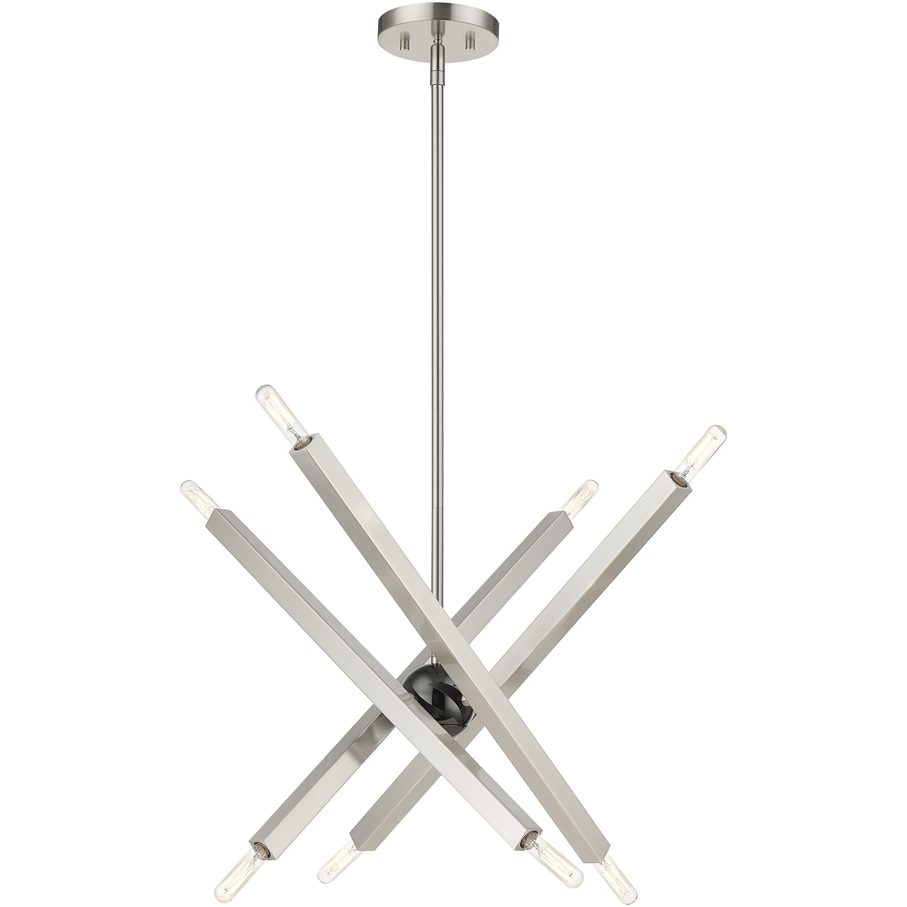 Monaco 8 Light 23 inch Brushed Nickel with Black Chrome Finish Accent Chandelier Ceiling Light