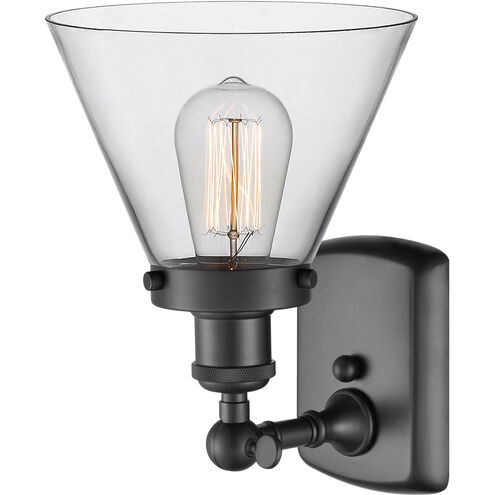 Ballston Large Cone 1 Light 8 inch Matte Black Sconce Wall Light in Clear Glass, Ballston