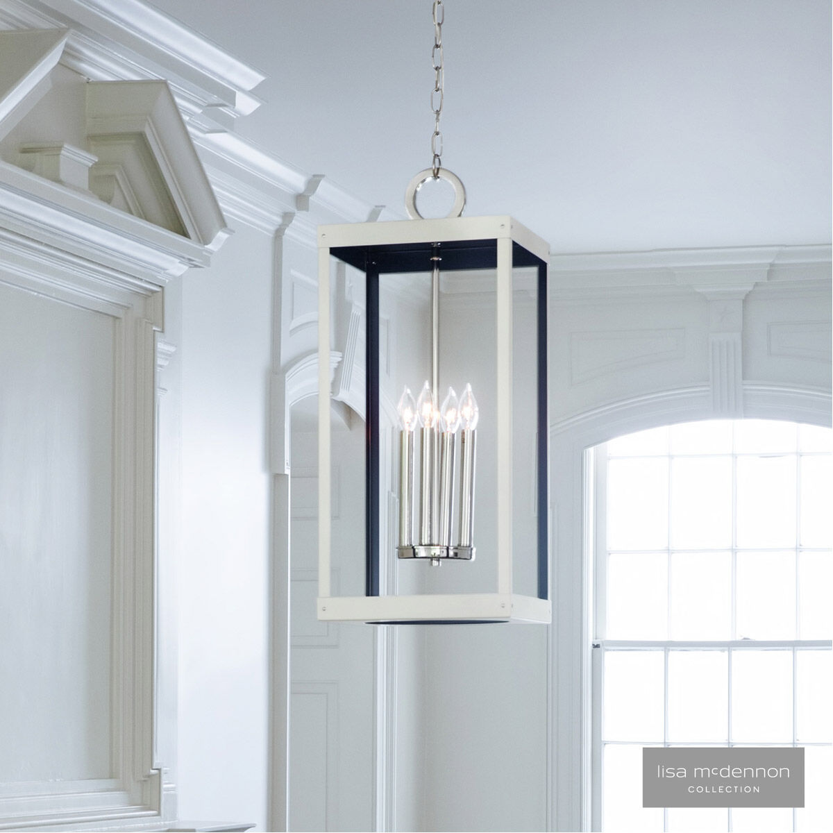 Lisa McDennon Porter 4 Light 12 inch Polished Nickel/Warm White Chandelier Ceiling Light