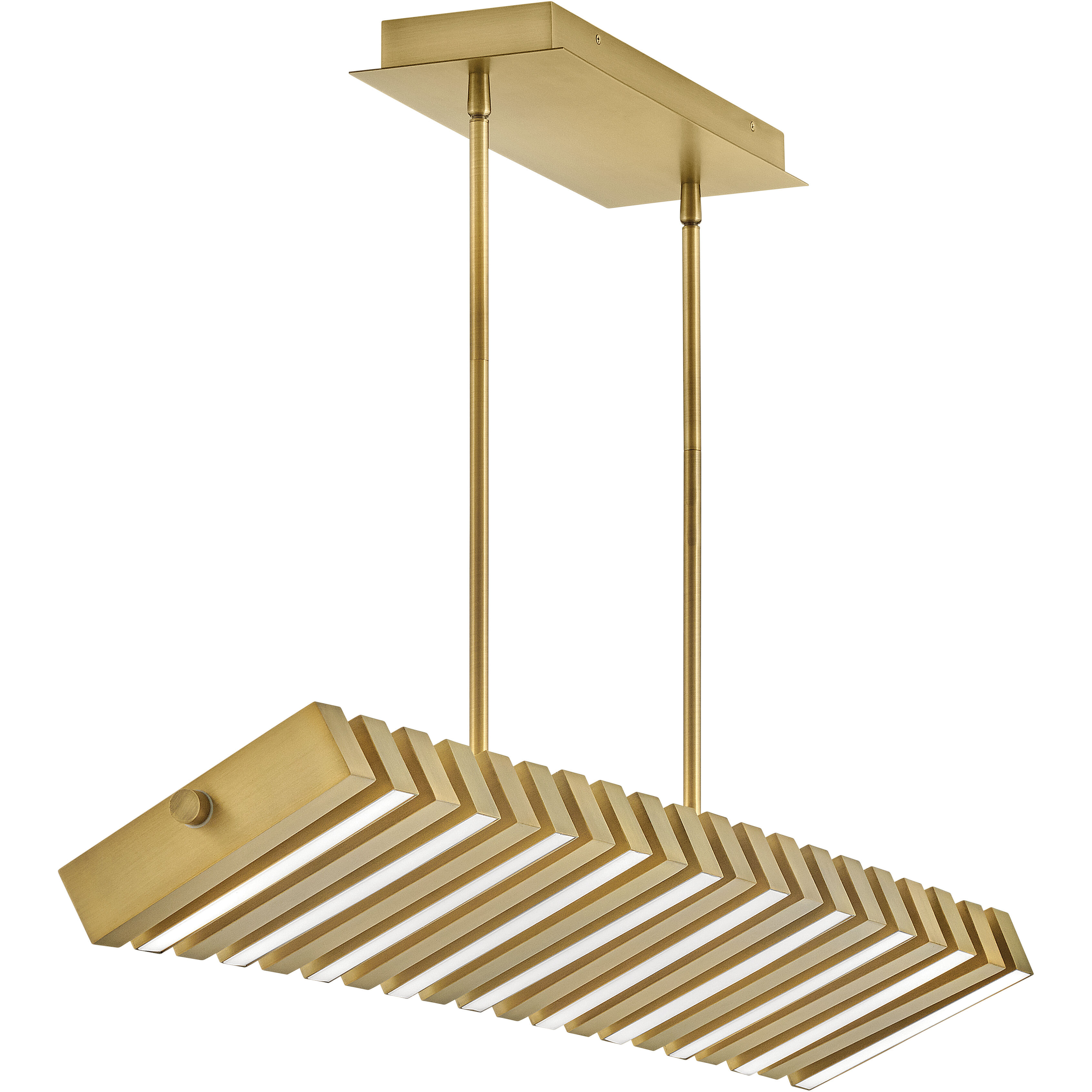 Stitch LED 42 inch Lacquered Brass Chandelier Ceiling Light, Linear & Oval