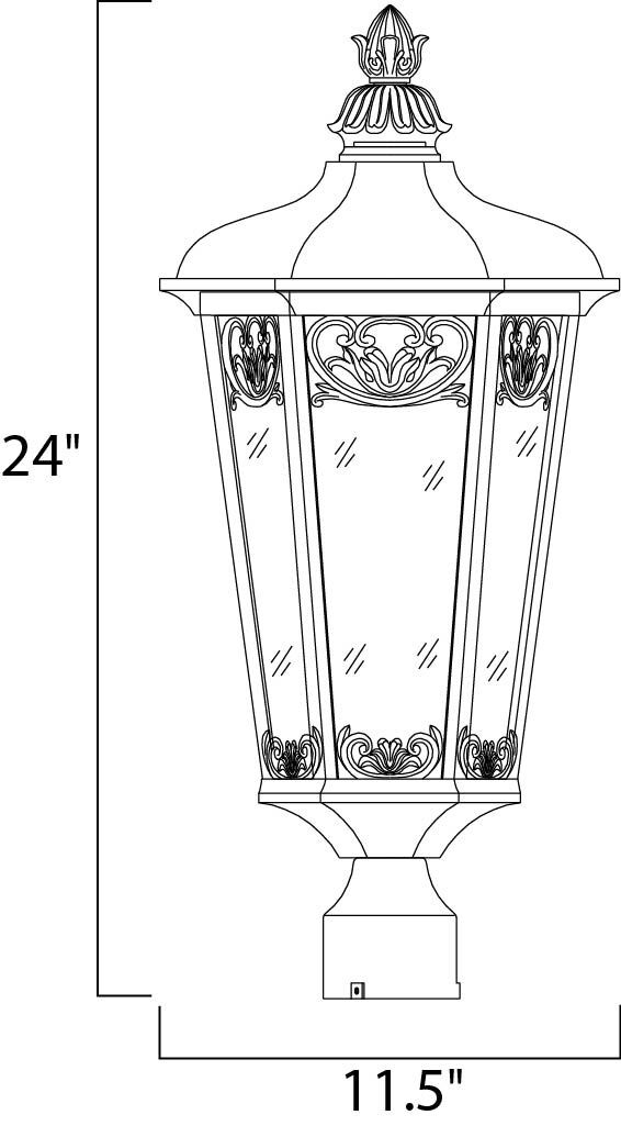 Lexington VX 3 Light 24.25 inch Colonial Umber Outdoor Pole/Post Lantern