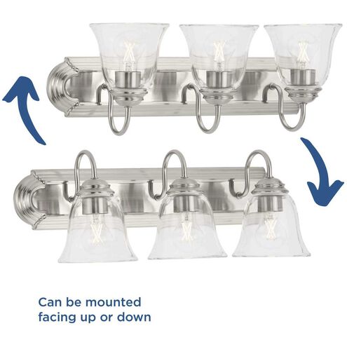 Clear Glass 3 Light 24 inch Brushed Nickel Vanity Light Wall Light