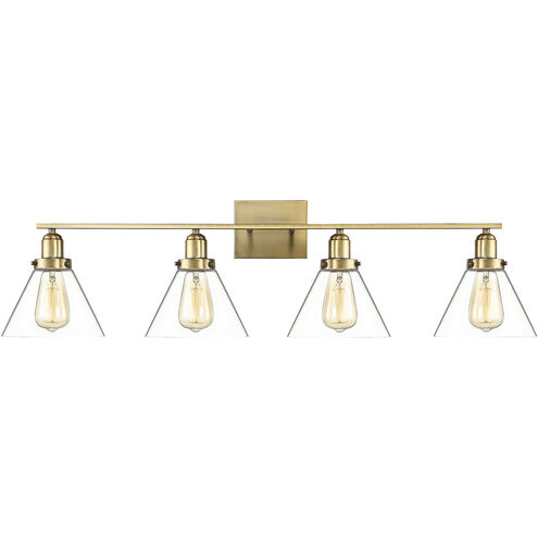 Drake 4 Light 38 inch Warm Brass Bathroom Vanity Light Wall Light, Essentials