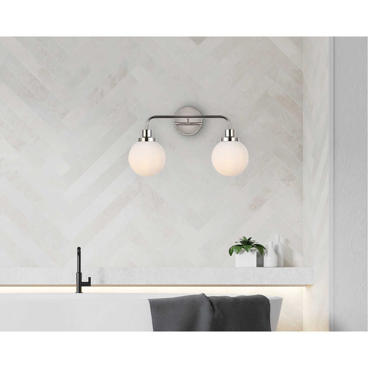 Hanson 2 Light 19 inch Polish Nickel Bath Sconce Wall Light