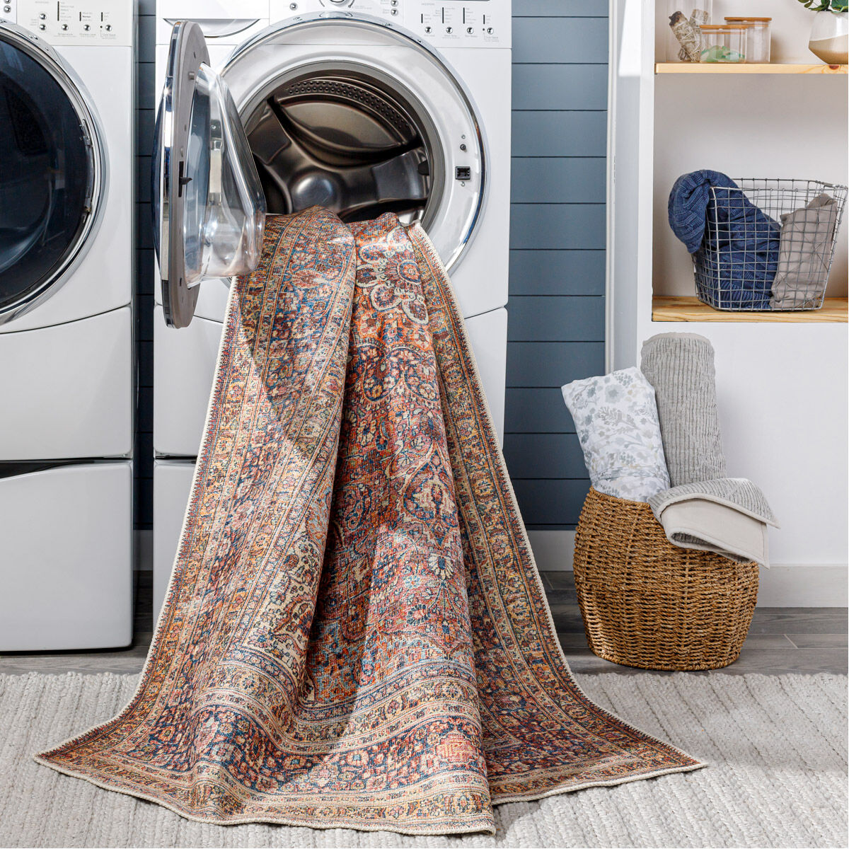 Amelie 122 X 94 inch Burnt Orange; Multicolored Washable Rug