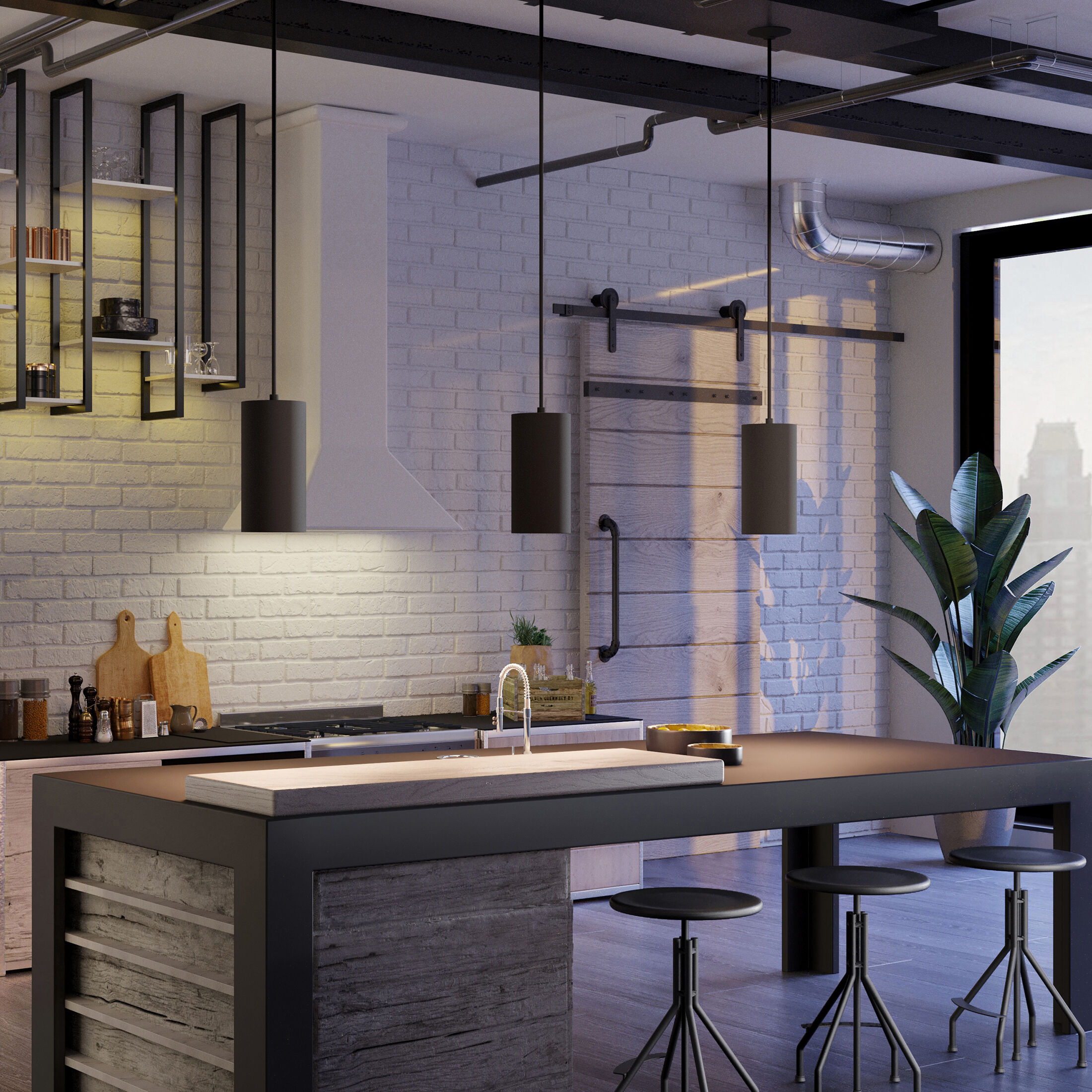 CYL RNDS LED 6 inch Black Outdoor Pendant, Progress LED