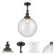Franklin Restoration XX-Large Beacon 1 Light 12 inch Matte Black Semi-Flush Mount Ceiling Light in Seedy Glass, Franklin Restoration