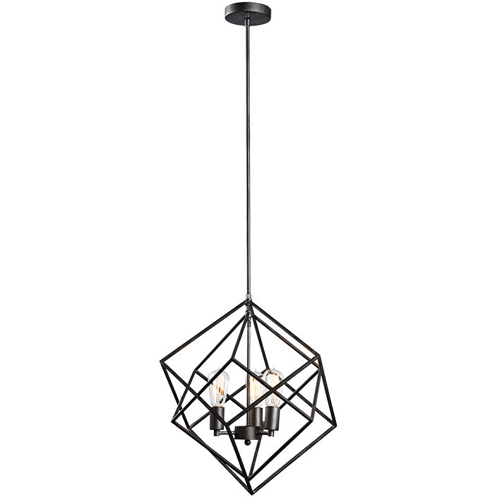 Geometry Series 3 Light 19.5 inch Rusty Black Pendant Ceiling Light