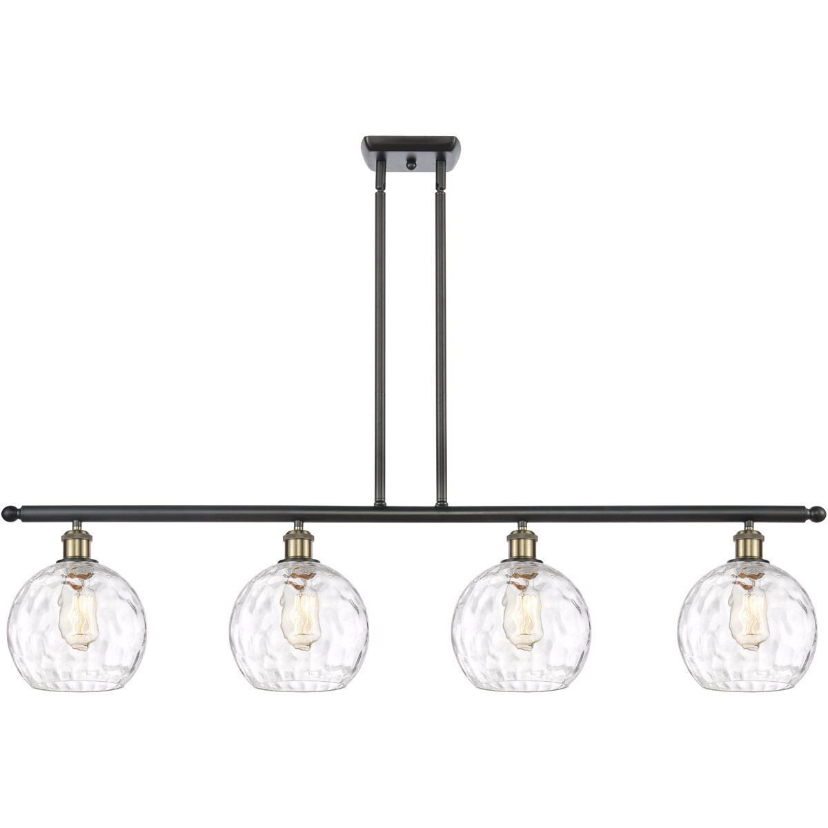 Ballston Athens Water Glass 4 Light 48 inch Black Antique Brass Island Light Ceiling Light