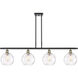 Ballston Athens Water Glass 4 Light 48 inch Black Antique Brass Island Light Ceiling Light