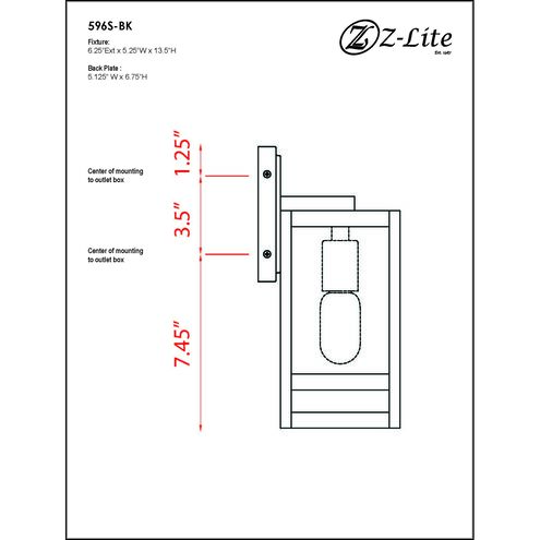 Nuri 1 Light 13.5 inch Black Outdoor Wall Light