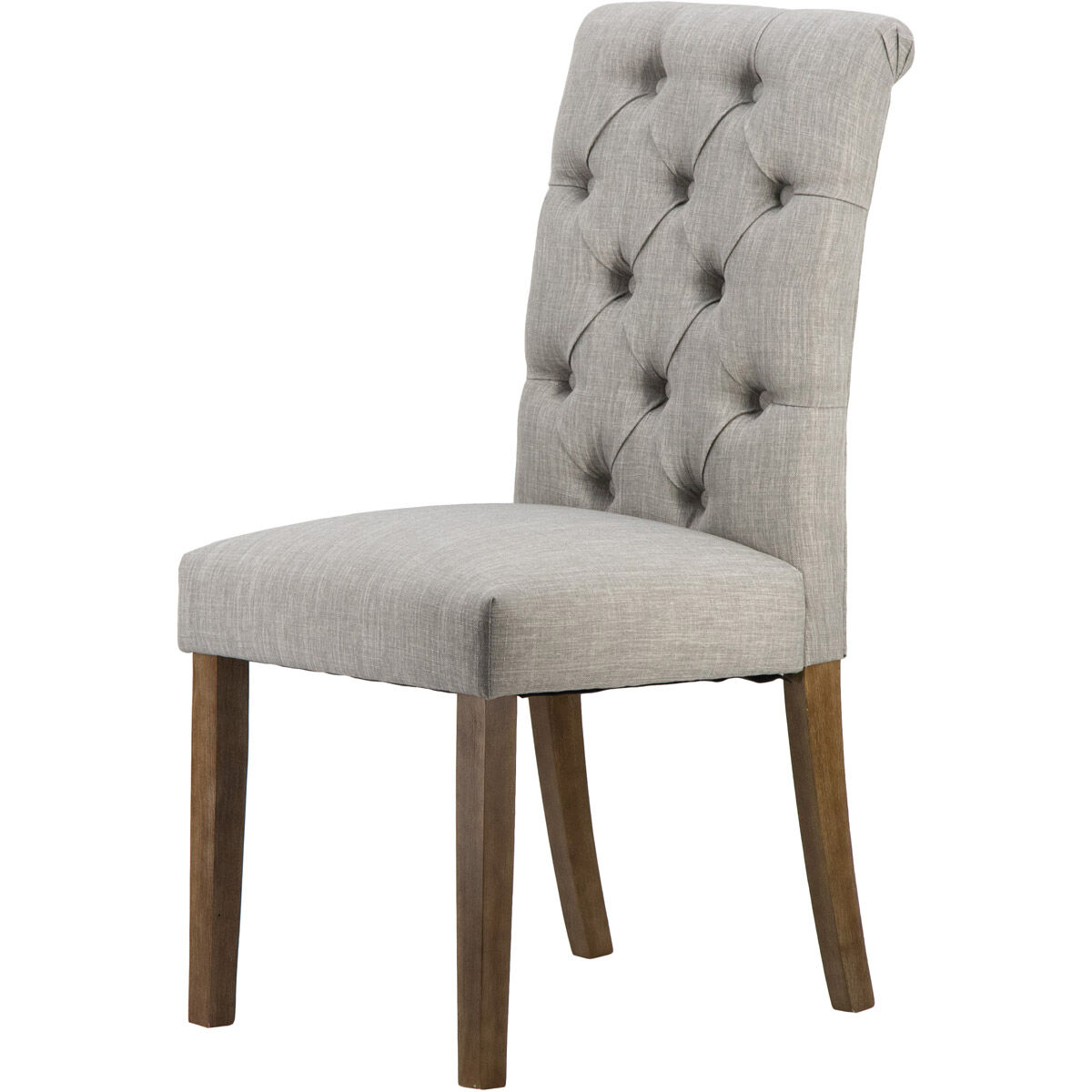 Tufted Back Natural Dining Chair in Smoke Gray