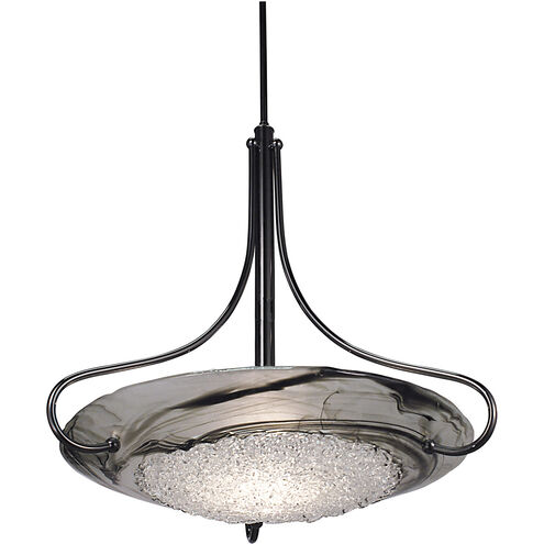 Brocatto 3 Light 27 inch Mahogany Bronze with Gold Leaf Glass Shade Dining Chandelier Ceiling Light
