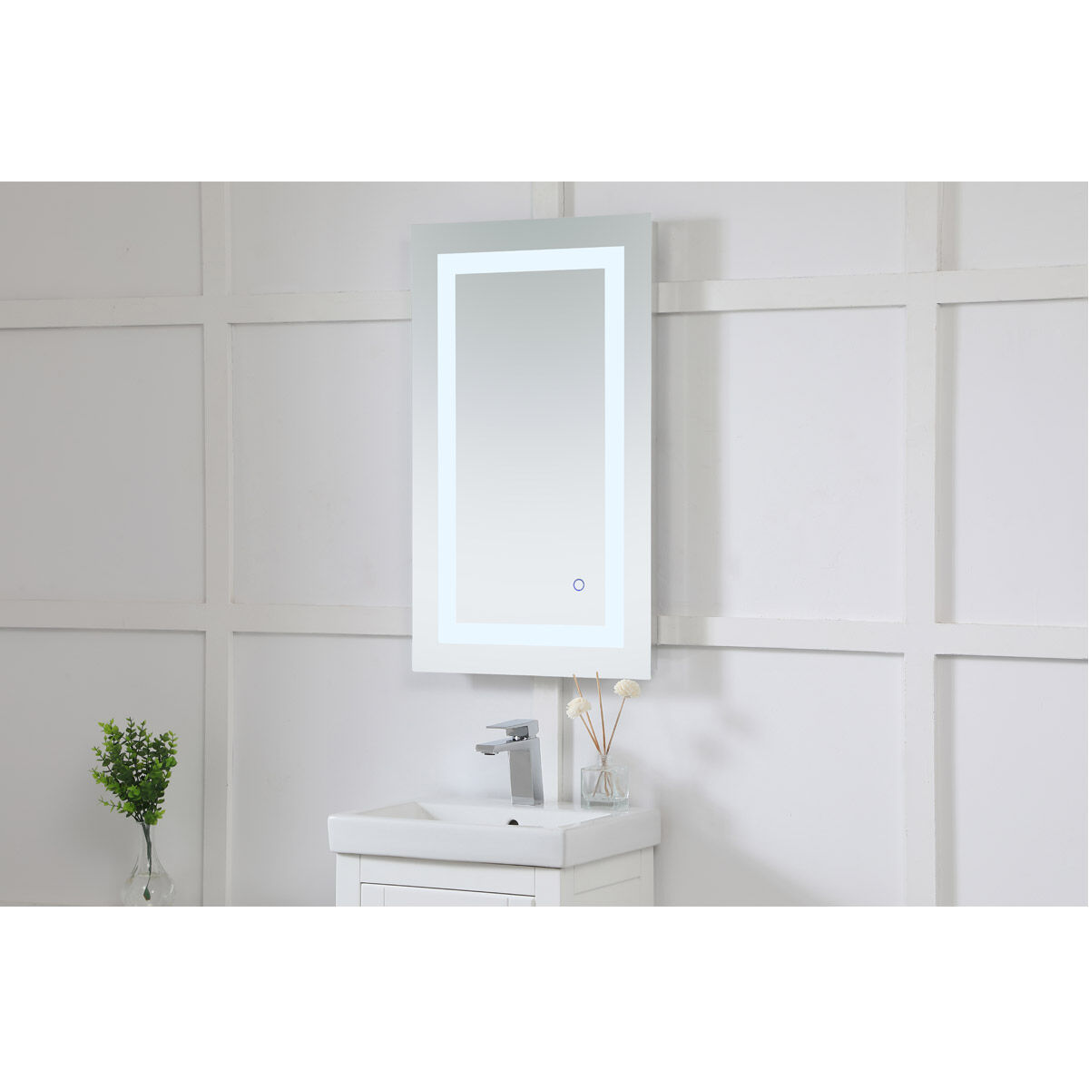 Helios 30 X 18 inch Silver Lighted Wall Mirror