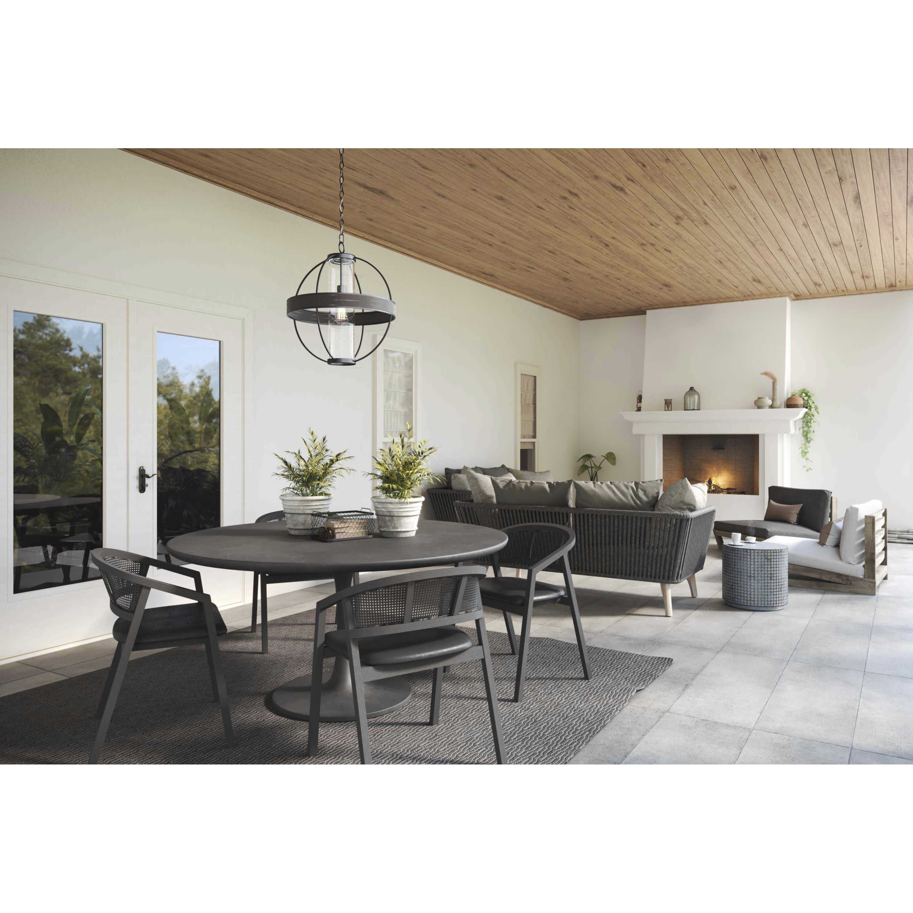 Terrace 1 Light 18 inch Matte Black Outdoor Hanging Light