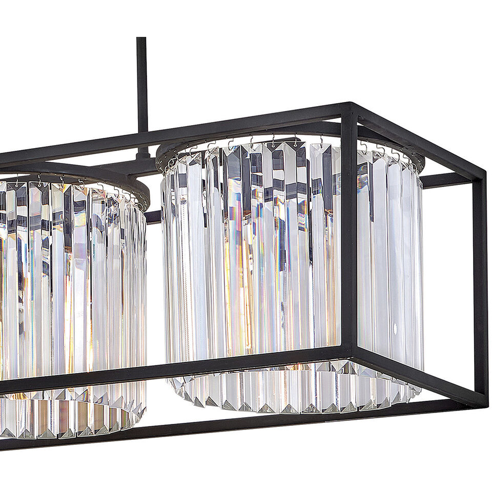 Giada 3 Light 38 inch Black Indoor Linear Chandelier Ceiling Light