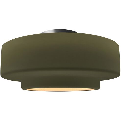Radiance LED 14.5 inch Matte Green and Brushed Nickel Semi Flush Ceiling Light
