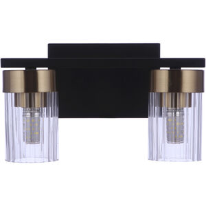Bond Street 2 Light 11 inch Flat Black/Satin Brass Vanity Light Wall Light