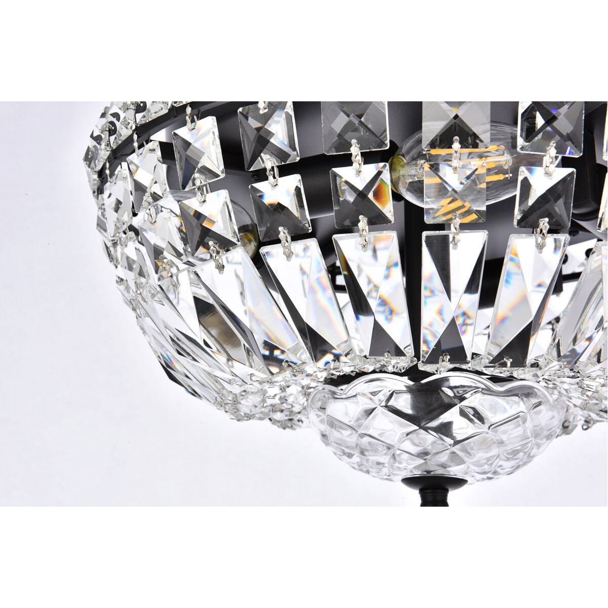 Tranquil 4 Light 12 inch Black and Clear Flush Mount Ceiling Light
