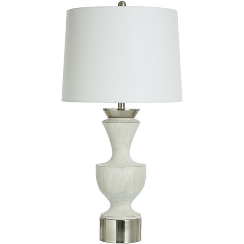 Cameron 33 inch 150.00 watt White and Silver Table Lamp Portable Light