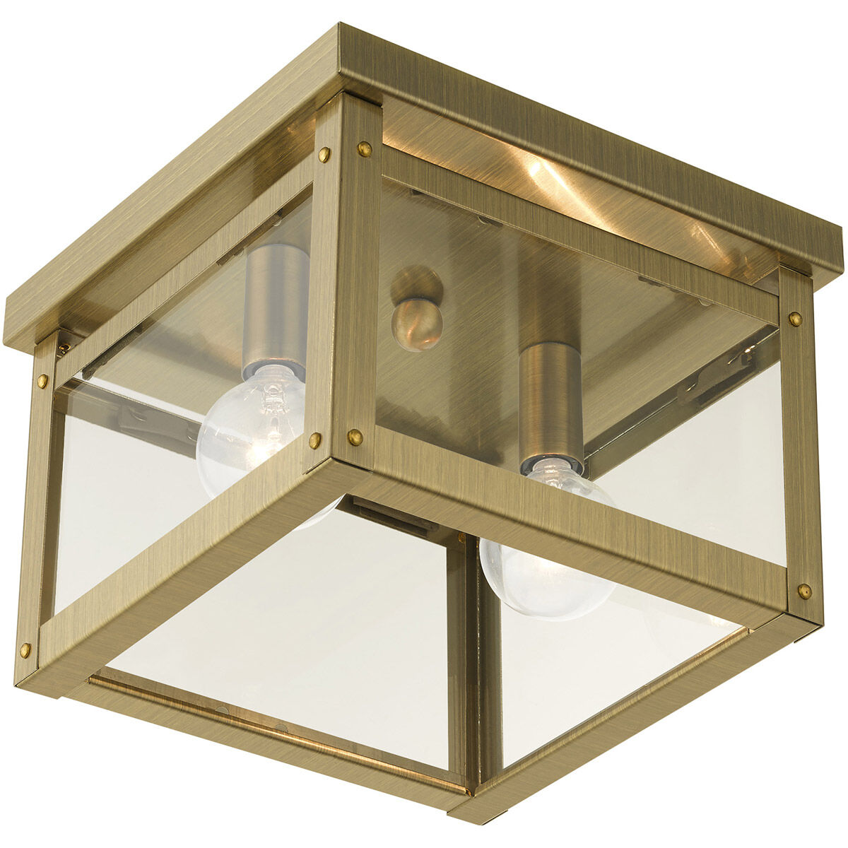 Milford 2 Light 8 inch Antique Brass Flush Mount Ceiling Light