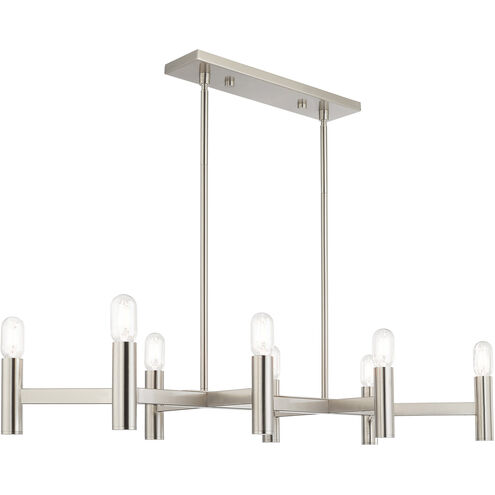 Copenhagen 8 Light 40 inch Brushed Nickel Linear Chandelier Ceiling Light