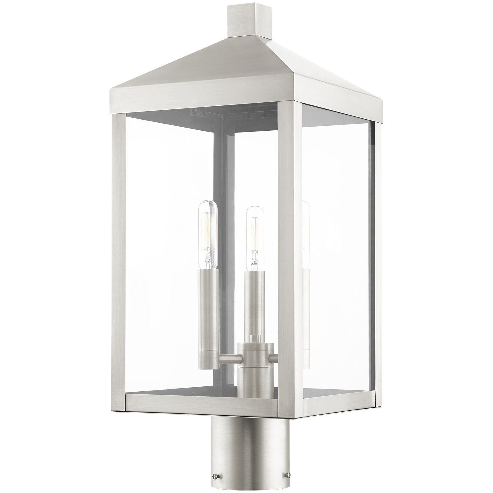 Nyack 3 Light 20 inch Brushed Nickel Outdoor Post Top Lantern