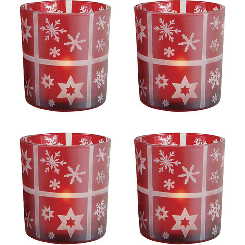 Snowflake Red Holiday Candleholder, Votive