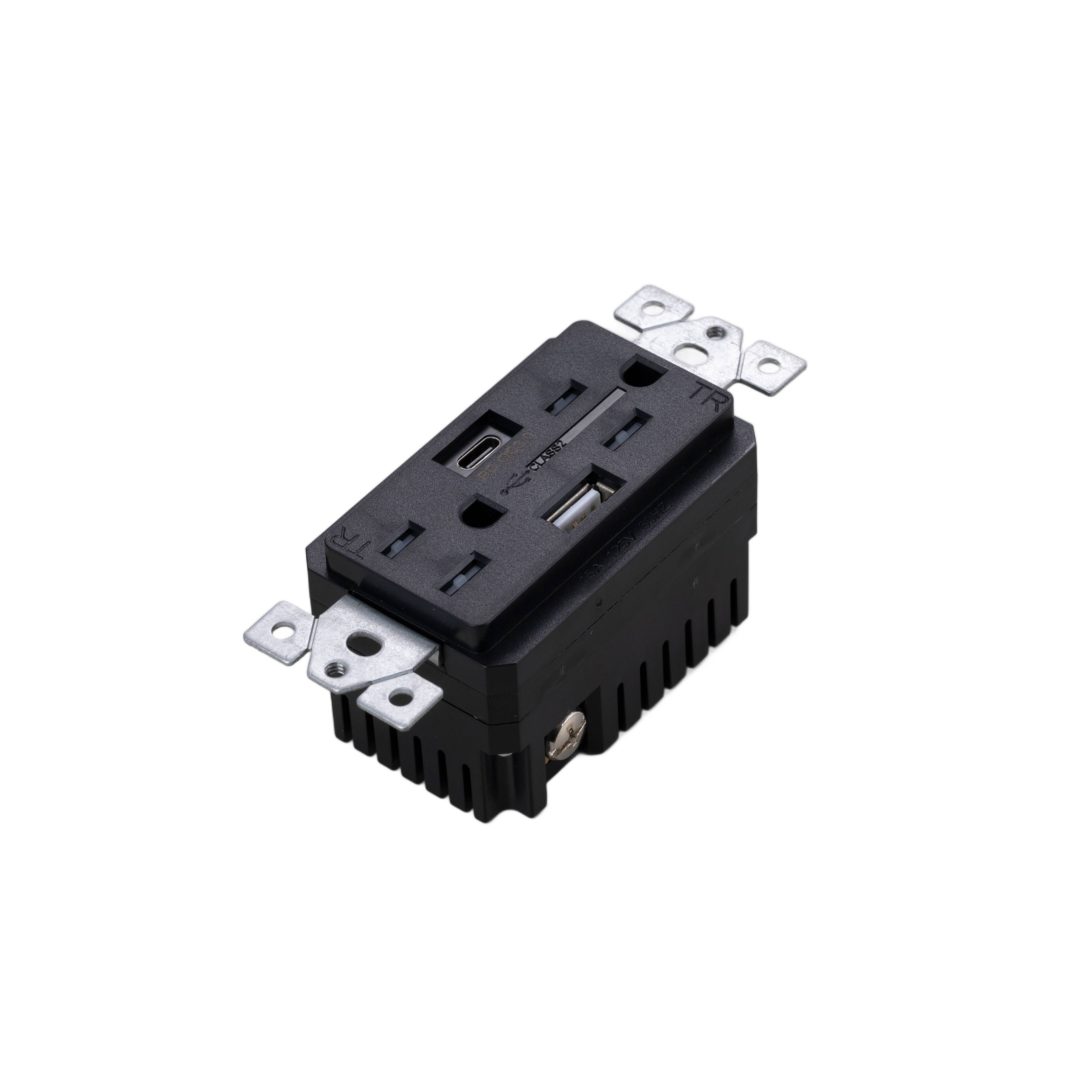 Outlet 125 Black Module, Duplex & 2 USB-A + C