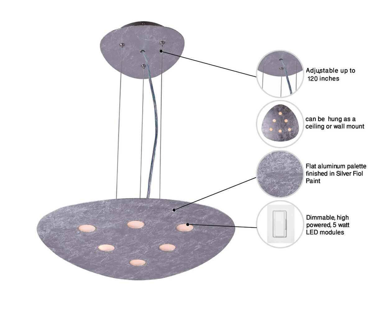 Palette LED 18 inch Silver Foil Pendant Ceiling Light