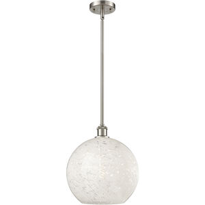 Ballston White Mouchette 1 Light 12 inch Brushed Satin Nickel Stem Hung Pendant Ceiling Light