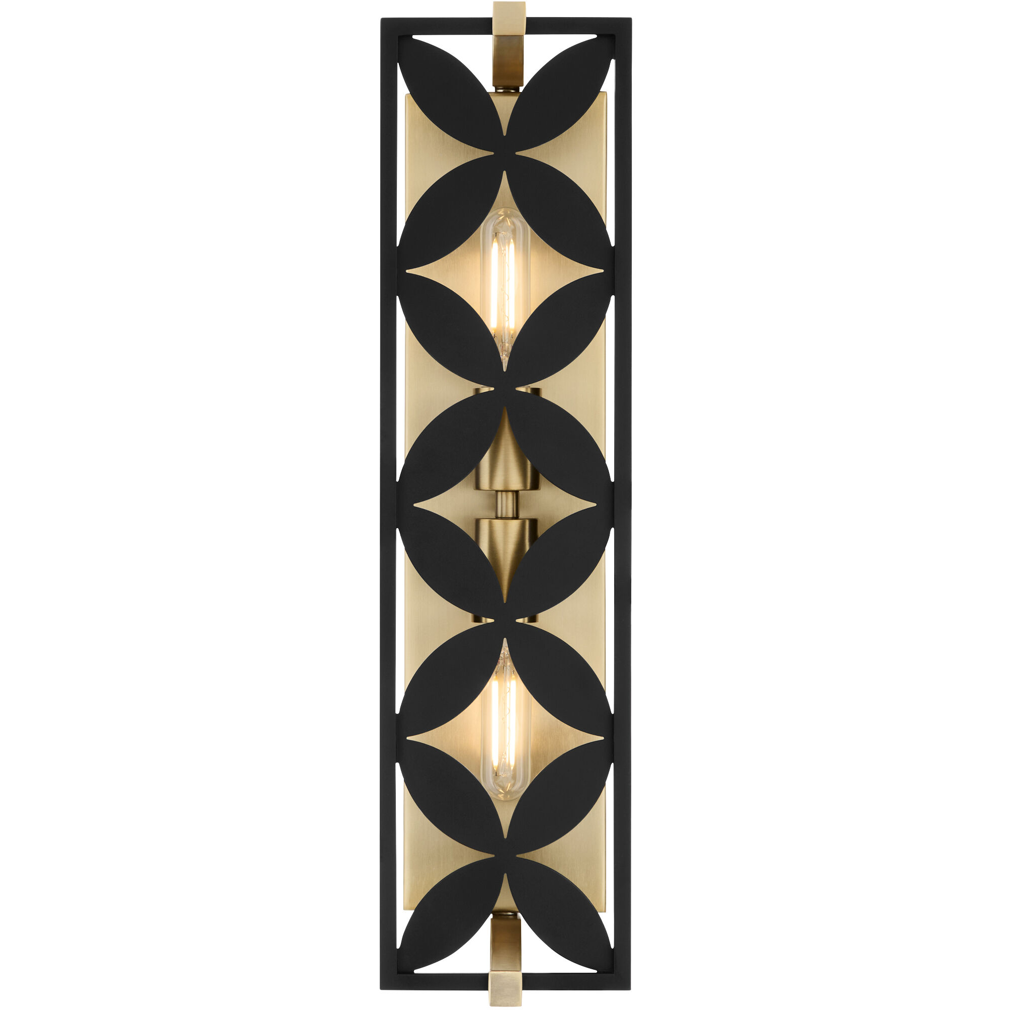 Mariposa 2 Light 5.5 inch Matte Black with Aged Brass Vanity Light Wall Light