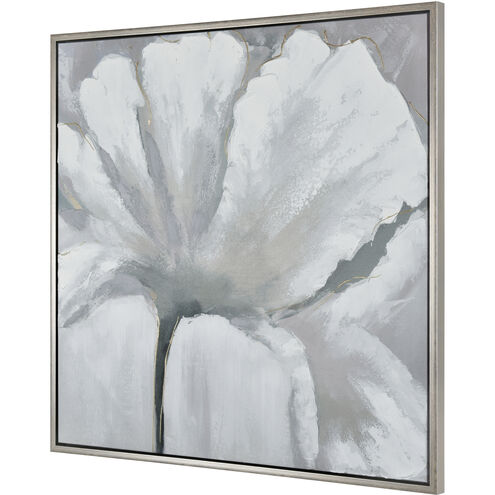 Valerie Blooms White with Gray and Silver Framed Wall Art