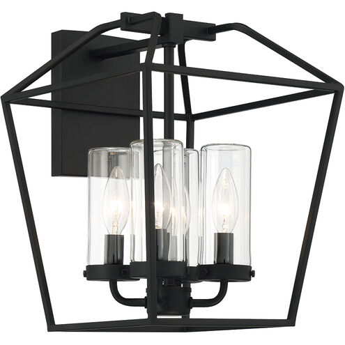 Bastille 4 Light 14 inch Satin Black Outdoor Wall Sconce