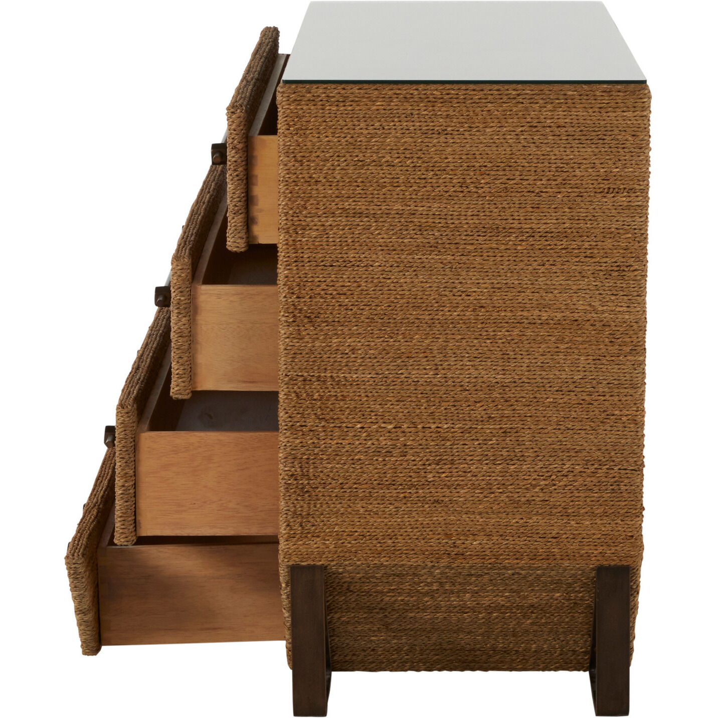 Chase Natural Seagrass / Antique Bronze Metal / Tempered Glass Chest