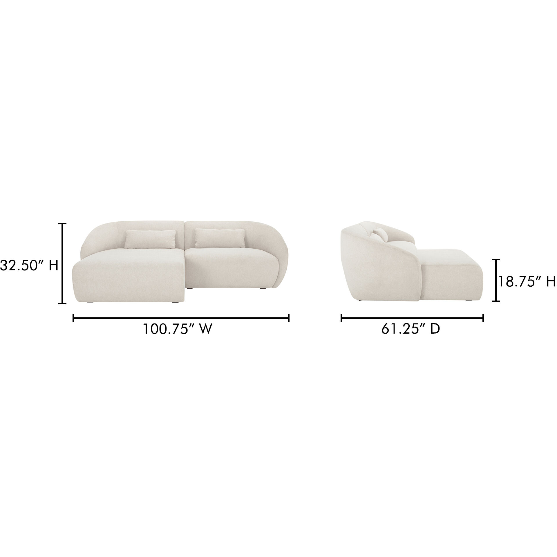 Amelia White Modular Left Sectional, Nook