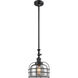 Franklin Restoration Bell Cage LED 9 inch Matte Black Mini Pendant Ceiling Light in Plated Smoke, Franklin Restoration