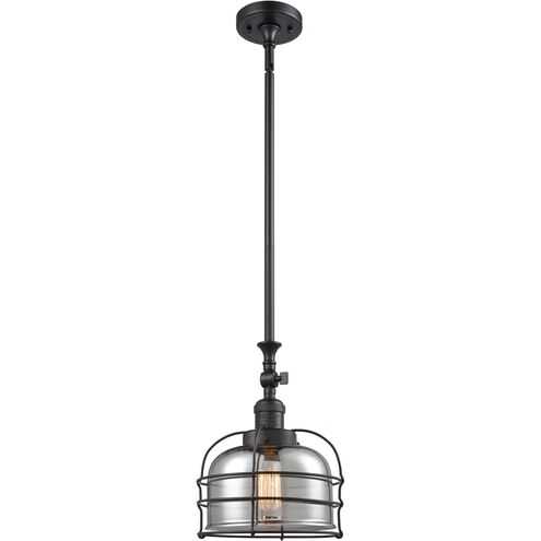 Franklin Restoration Bell Cage LED 9 inch Matte Black Mini Pendant Ceiling Light in Plated Smoke, Franklin Restoration