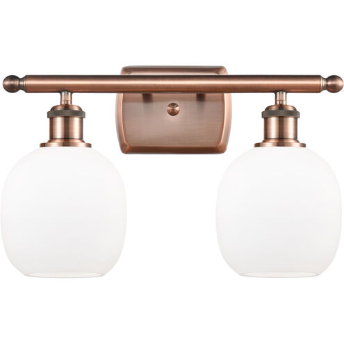 Ballston Belfast LED 16 inch Antique Copper Bath Vanity Light Wall Light in Matte White Glass, Ballston