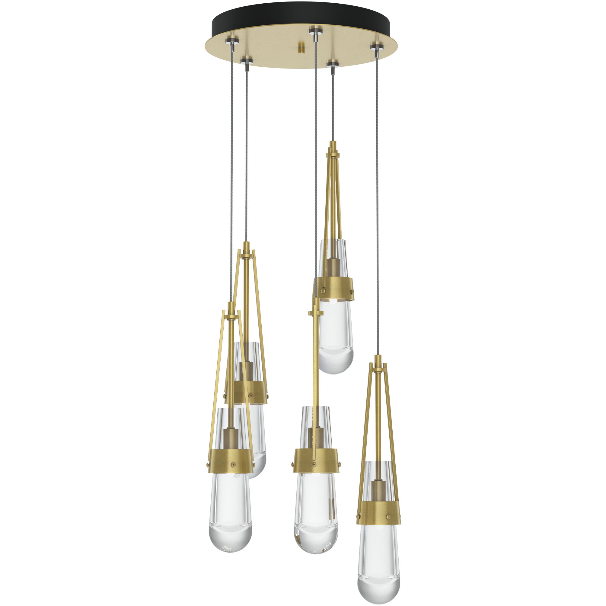 Link 5 Light 13 inch Modern Brass Mini Pendant Ceiling Light