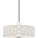 Perforated Dish Pendant Ceiling Light in Polished Chrome, Black Cord, Replaceable Bulb, Bisque, Form+Finish+Function